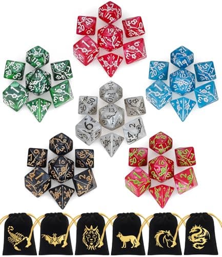CiaraQ Polyhedral Dice Set DND Role Playing Dice for Dungeons and Dragons RPG Table Games MultiColor 42pcs