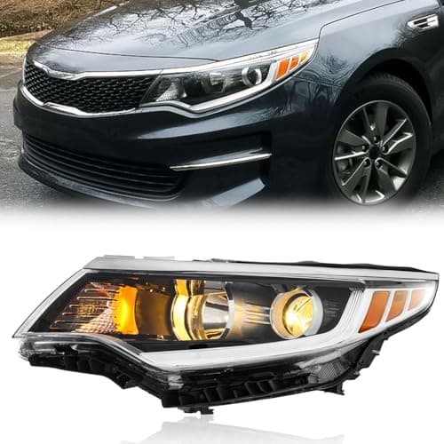TODO Headlight without LED RDL Assembly Compatible with 2016 2017 2018 Kia Optima Left Driver Side Headlamp for 2016 2017 2018 Optima 92101D5000 92101D5000 KI2502196