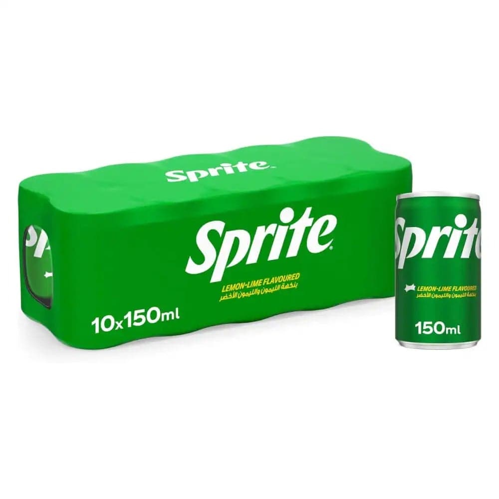 Sprite Lemon-Lime Flavoured Soft Drink Carbonated Drink Can- 10X150ml