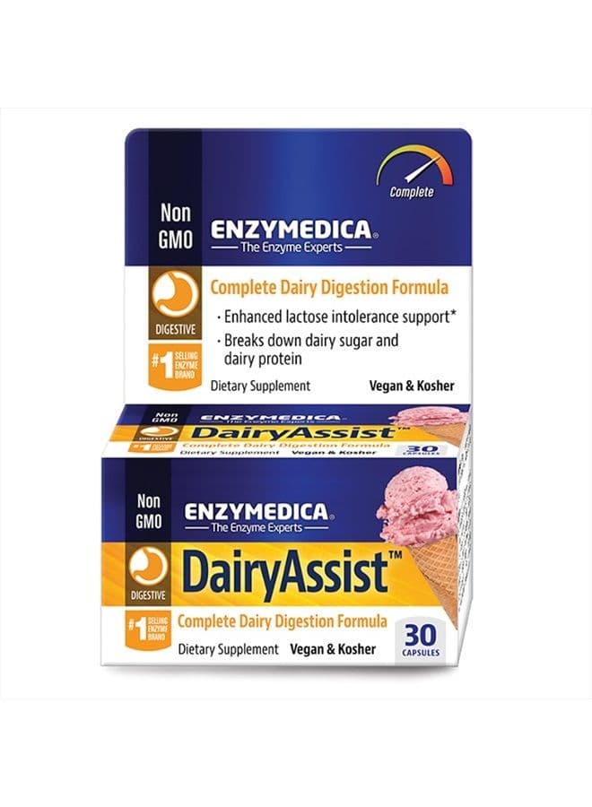 , DairyAssist, Enzyme Support for Digestive Relief From Lactose Intolerance, 30 Capsules