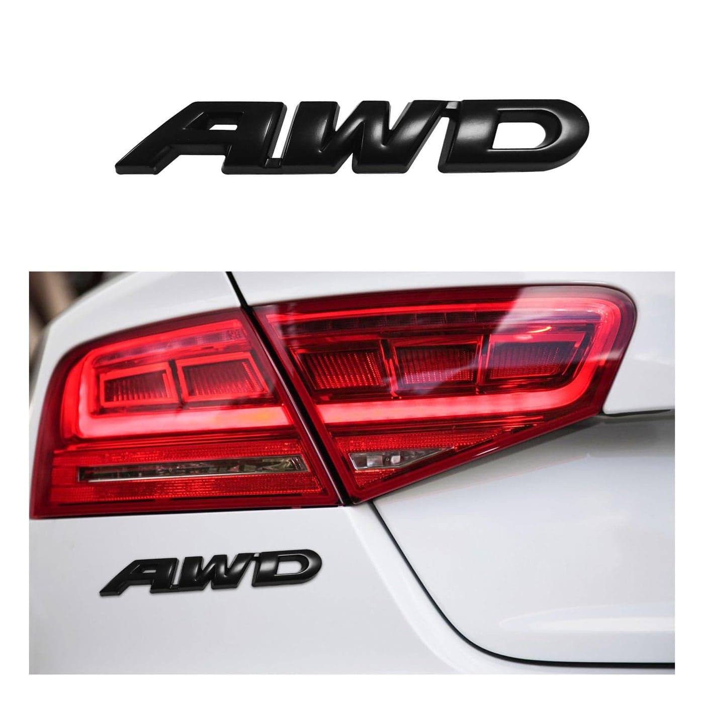 Dickno AWD Emblem Sticker 3D Metal Letter Tailgate Side Badge Decal Self Adhesive Auto Side Fenders Decoration for All Wheel Drive Universal Vehicle Exterior Decor Accessories Black