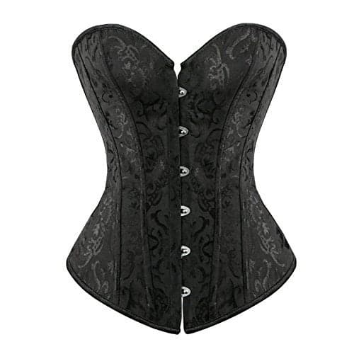 Kranchungel Women's Vintage Palace Jacquard Strapless Overbust Corset Bustier Bodyshaper Small Black