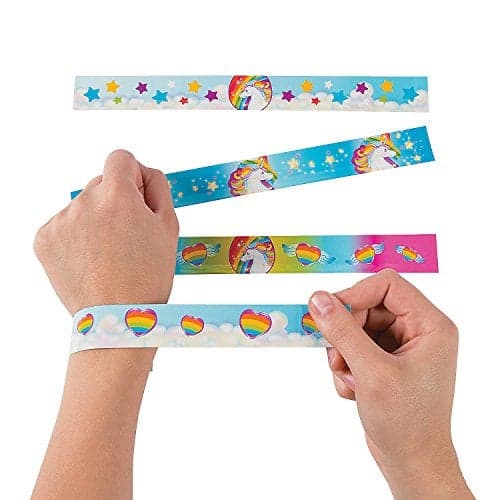 Fun Express - Unicorn Slap Bracelets for Birthday - Jewelry - Bracelets - Slap Bracelets - Birthday - 12 Pieces