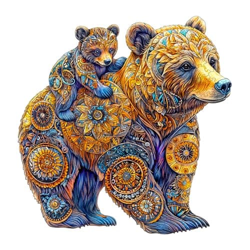 Wooden Puzzles for Adults Mother Bear Wooden Jigsaw Puzzle Unique Animal Shaped Wood Puzzles Adult Christmas Birthday Gifts for FriendsFamily Home Decor 114 112in 200pcs