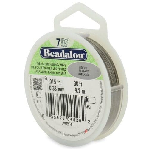 Beadalon 7 Strand Stainless Steel Bead Stringing Wire 015 in 038 mm Bright 30 ft 92 m