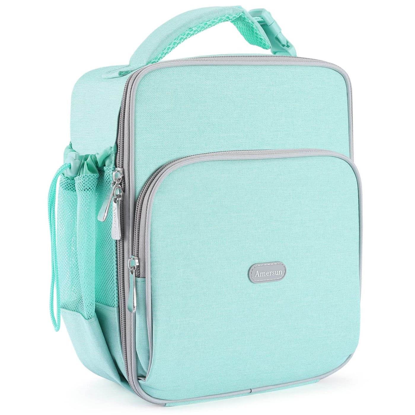 Amersun Kids Lunch Box with 8MM Insulated sponge Multipocket Water Bottle Holder Keep Food Warm Cold School Lunch Bag for Kids Teen Girls BoysLunch Tote Bag for ChildrenLight Blue New
