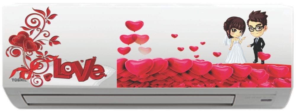 Techgifti™ Love Couple Heart AC Sticker Wall Sticker Split Ac Stickers Air Conditioner Sticker