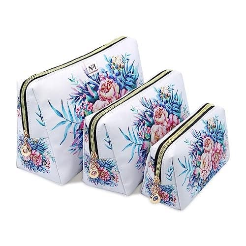 NFI essentials Makeup Pouch Set of 3 Piece, Stylish Pouches for Makeup Accessories, Travel Pouch for Women, Cosmetic Pouch, Vanity Case, Jewellery Pouch, Toiletry Make up Bag