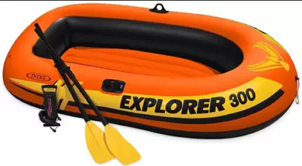 Intex Explorer 300 Boat Set Inflatable Kayak Water Raft (Orange)