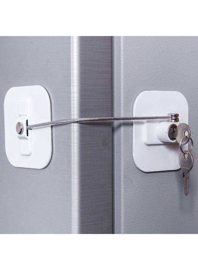 BAOWEIJD Fridge Lock, Refrigerator Locks, Freezer Lock with Key for Child Safety, Locks to Lock Fridge and Cabinets (White Fridge Lock-1Pack)