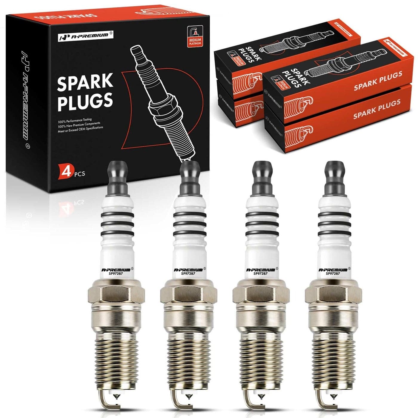APremium Iridium Platinum Spark Plugs Compatible with Ford Escape Mustang Taurus Ranger Escort Chevrolet Malibu Cavalier Buick Skylark Eagle Medallion Mercury Mariner Pack of 4