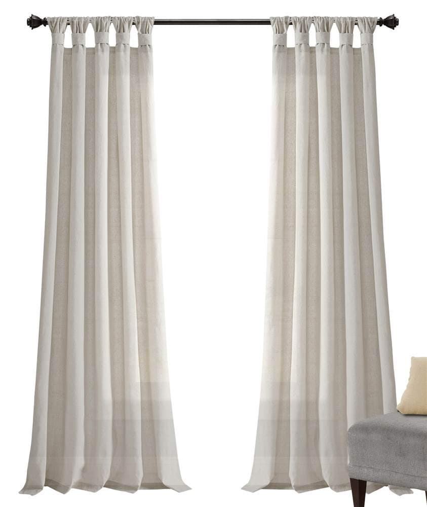 Lush Decor Burlap Knotted TabTop Window Curtain Panel Pair 45W x 95L Light Linen