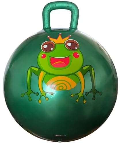 AppleRound Hippity Hoppity Hopball with Ball Pump 18in45cm Diameter for Age 37 Kangaroo Bouncer Space Hopper Ball with Handle for Children Printed Design Frog