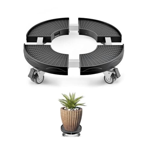 VEVOR Trash Can Dolly with 4 Lockable Wheels 440lbs Weight Capacity Round Trash Can Roller Base 15228 in Adjustable Heavy Duty Drum Dolly Plant Caddy MultiFunctional Rolling Dolly Cart Black