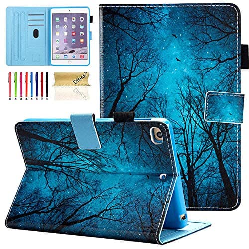 Dteck Case for iPad mini 1/2/3/4/5 - Slim Fit Premium PU Leather Multi-Angle View Folio Stand with Auto Wake/Sleep Smart Wallet Cover for iPad mini 1/Mini 2/Mini 3/Mini 4/Mini 5, Forest Night