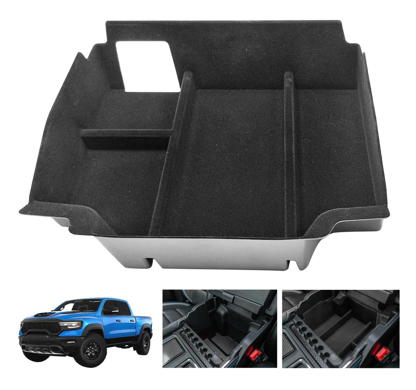 2024 2023 2022 Ram trx 1500 Lower center console organizer 2019-2024 dodge ram TRX Flocked Liner center console organizer 1500 dodge ram console insert 2021 dodge ram 5th generation 1500 accessories