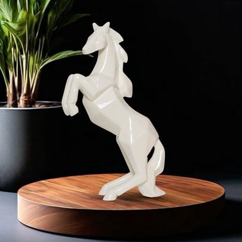 GW Creations Horse Statue Showpiece for Home Decor | Home Decorative Items | Decorative Item for Gifts | Showpiece Home Decoration - Polyresin Cream
