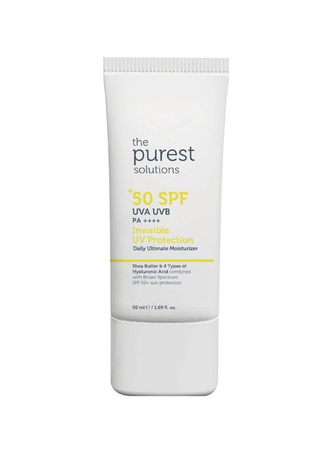 Invisible UV Protection (Daily Intensive Moisturizer SPF 50+) - Hyaluronic Acid & Shea Butter for Daily Hydration - Sunscreen - Anti-Aging Care - All Skin Types (1.69 fl. oz)