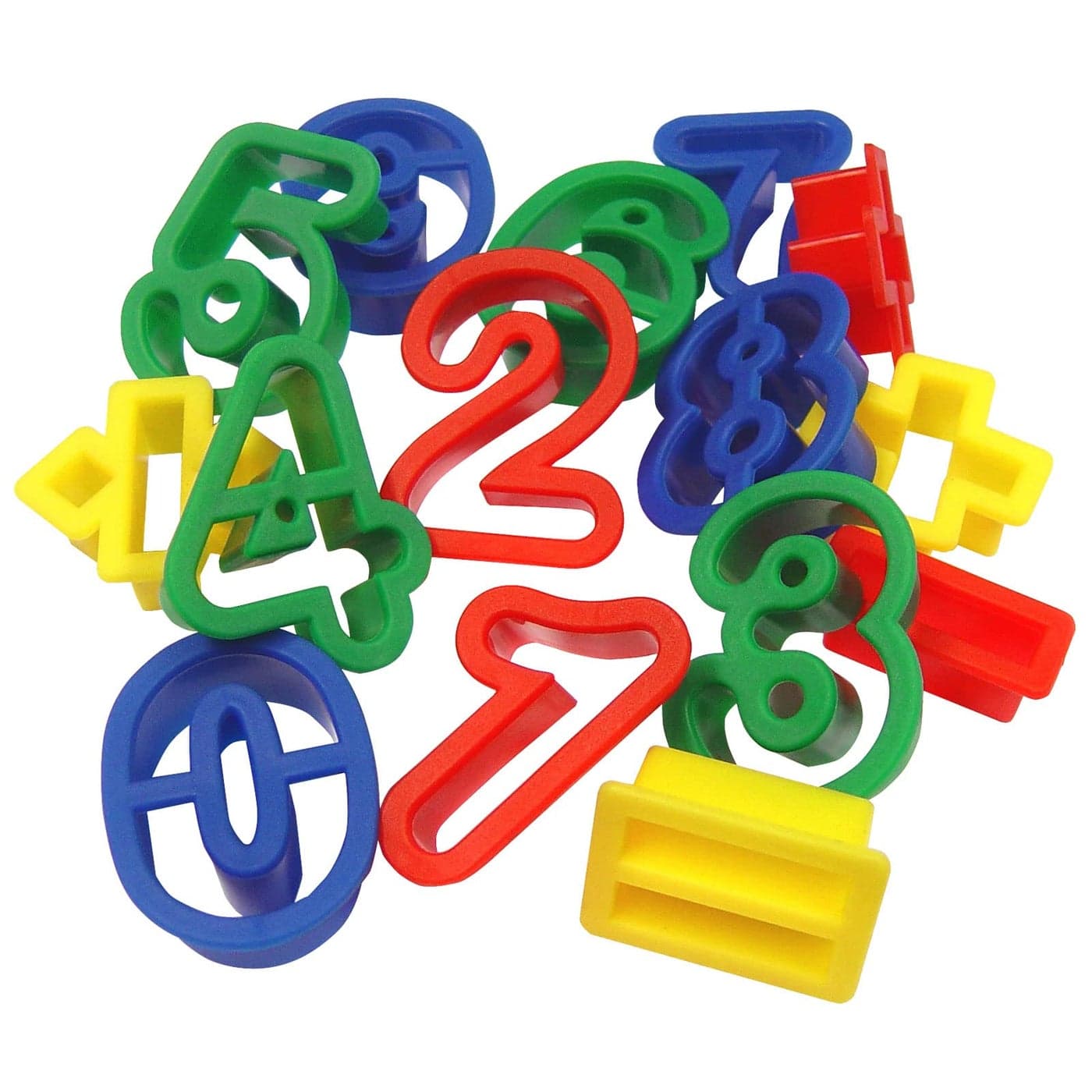 Major Brushes 15 Plastic Numbers and Math Symbols Play Dough Cookie Cutter Shapes