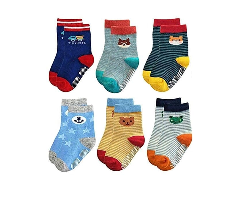 Trendy Dukaan Baby's Regular Cotton Blend Socks (106AGripSocks_Multicolour)