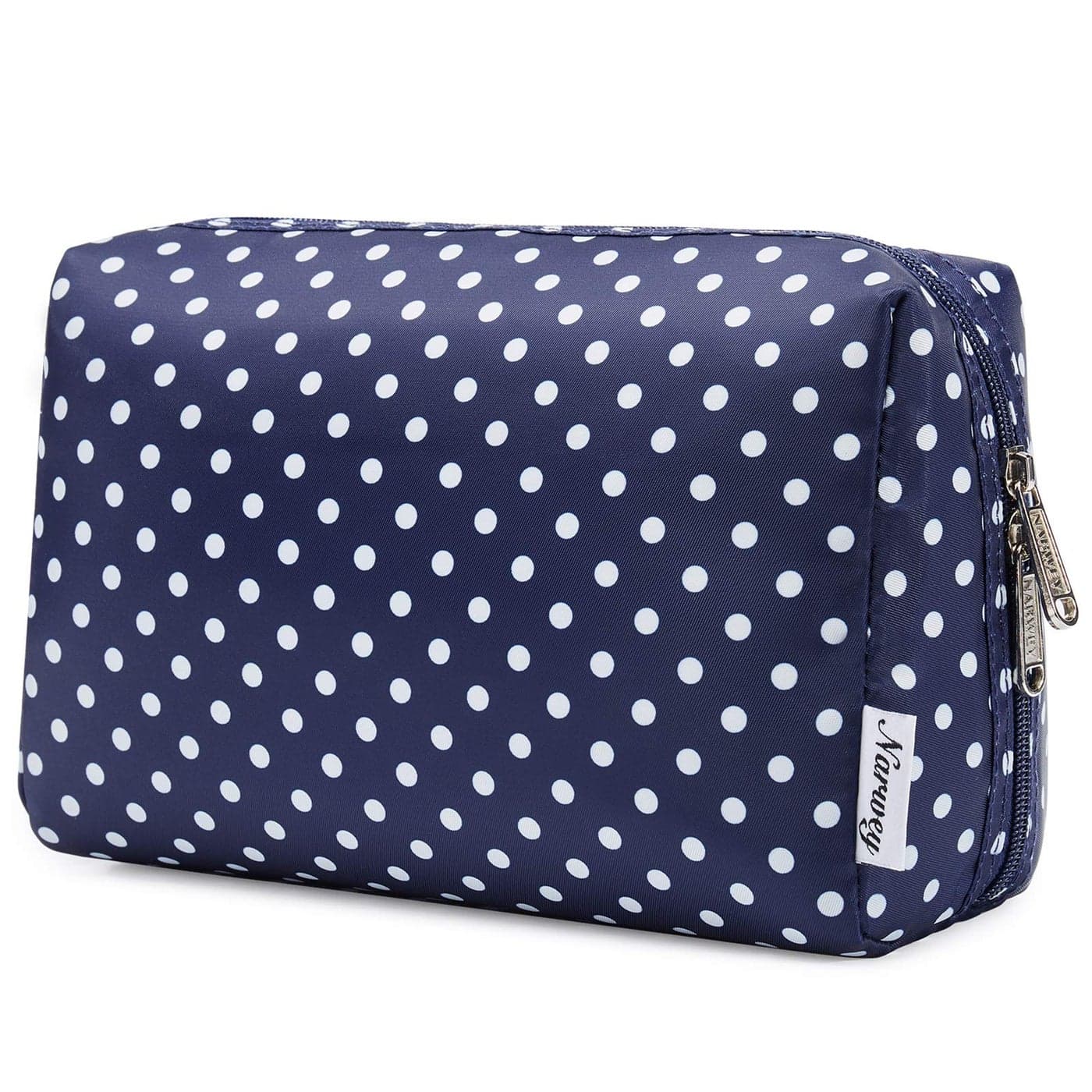 Narwey Cute Makeup Bag Travel Cosmetic Bag Organizer Toiletry Bag Make Up Bags with Compartments for Women Girls Large Polka Dot