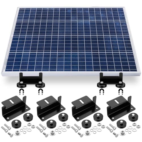 Otoolling 1200 Lbs No Drill Magnetic Solar Panel Mount Bracket Solar Panel Mounting Z Brackets for Sheds, Roofs, Walls, Boats, Trucks, Trailers Lightweight Aluminum Corrosion-Free(Black, 4 Pack)