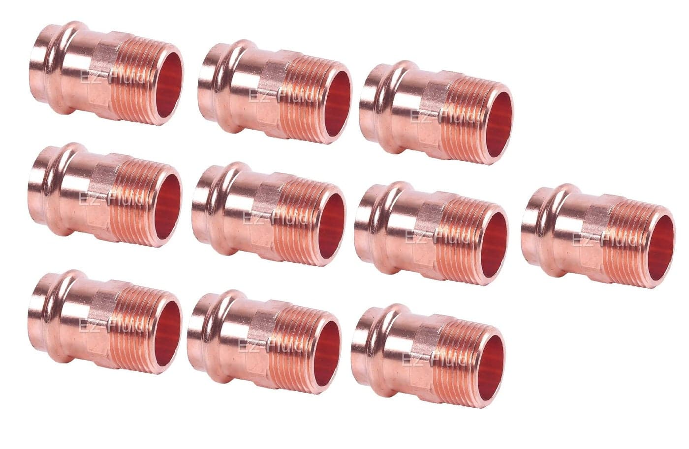 (10-Pack) EZ-FLUID Plumbing 1/2" MIP x Press LF Copper Propress Male Adapter Pressure Copper Fitting ProPress Male NPT x Press Connection Connection NSF,cUPC certified,Residential,Commercial