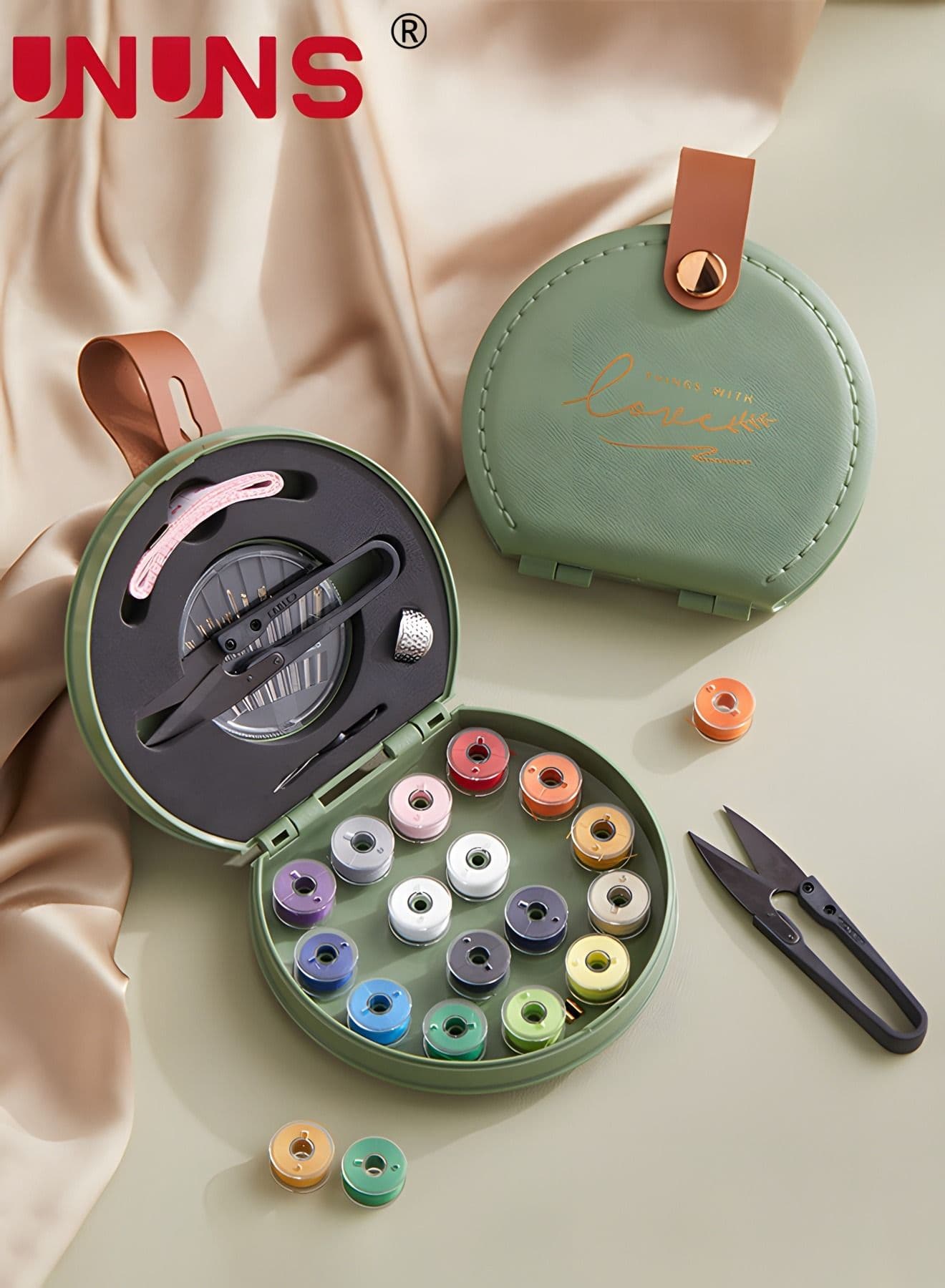 Sewing Kit,Portable Sewing Kits Box For Easy Carrying And Storage,Sewing Thread Accessories,Household Sewing Supplies,Suitable For Student,Travel,Home,Green