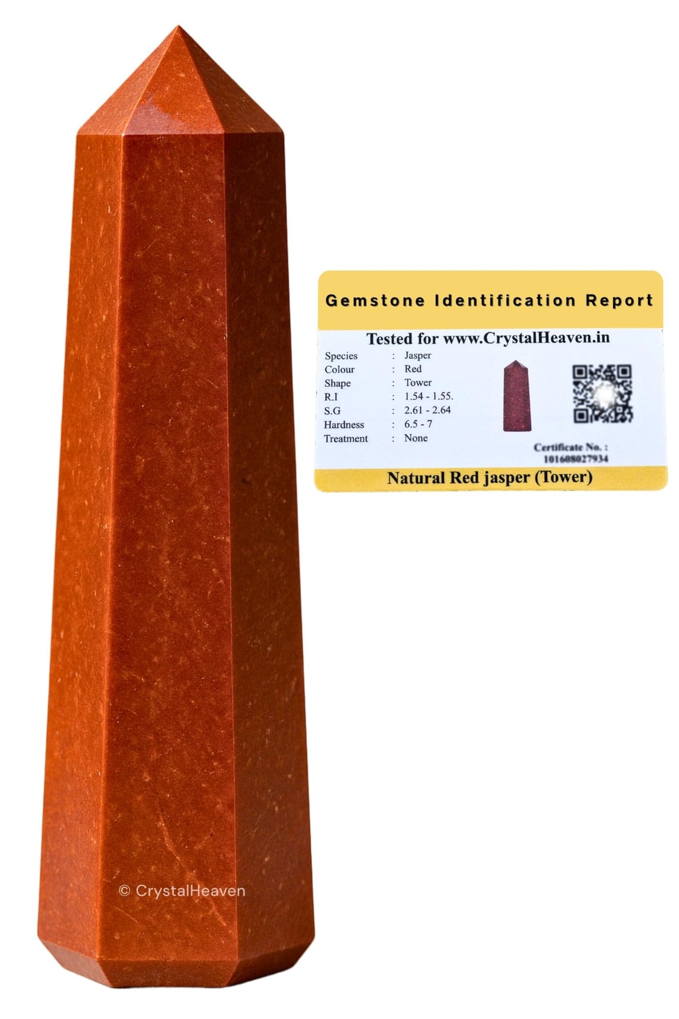 Crystal Heaven Certified Crystal Tower Obelisk Point for Chakra, Healing and Balancing - AAA Grade Original Certified Gemstone Agate for Reiki Meditation Yoga Spiritual (2-3 Inches, Red Jasper)