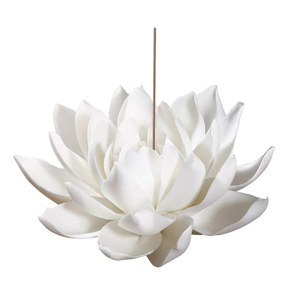 Lioong Ceramic Lotus Incense BurnerFlower InsenceStick Holder with Ash Catcher Incent Holder for Sticks Cones Yoga Studio Living Room Home Decor