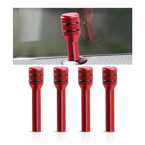 4PCS Car Door Lock Knobs 196047 Inch Door Lift Bolt Auto Inner Door Pull Pins Aluminum Alloy Door Lock Cover Decor Universal Car Accessories for Most Cars Trucks Red
