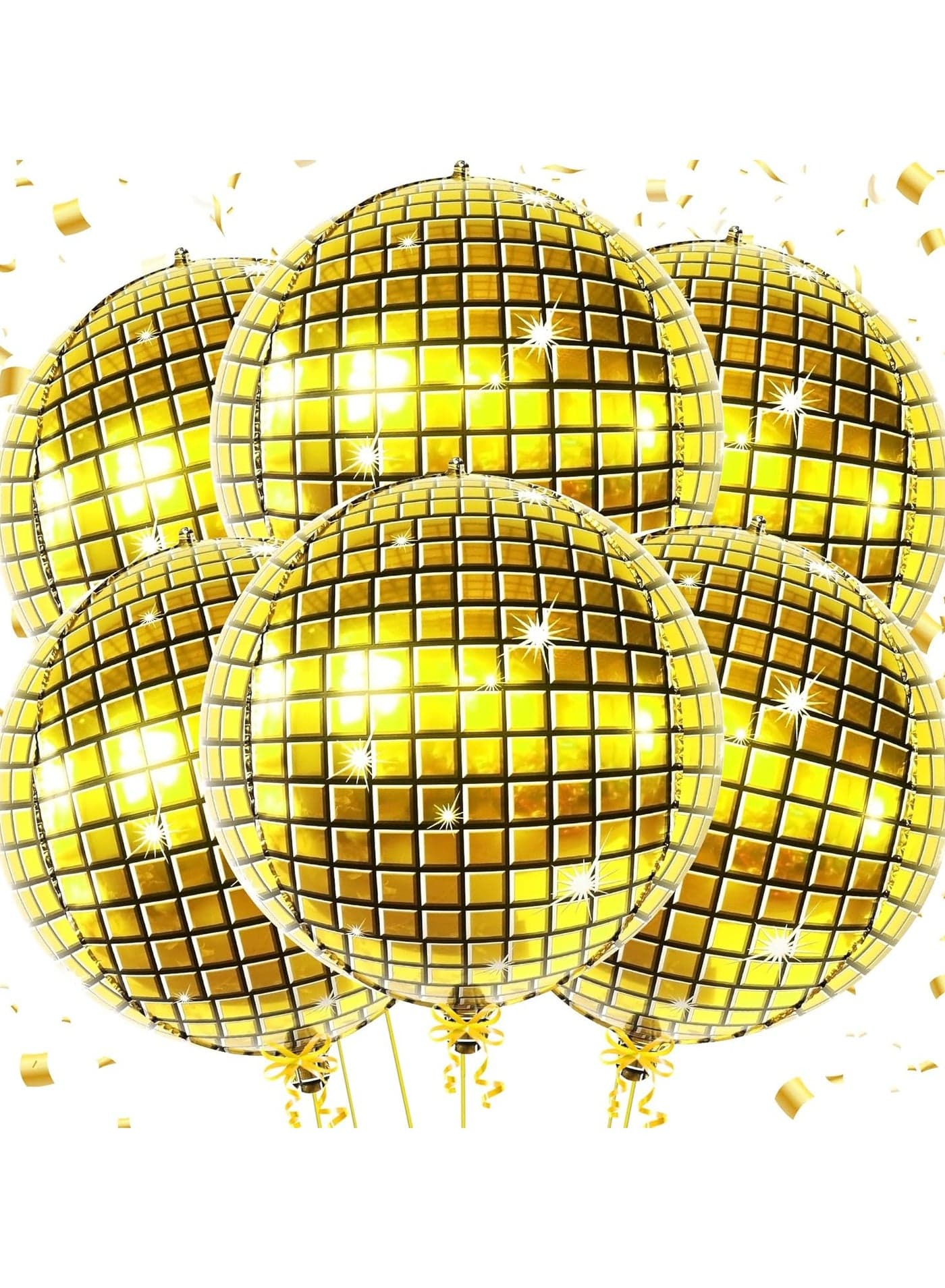 KatchOn, Big Gold Disco Ball Balloons - 22 Inch Pack of 6 | Gold Disco Party Decorations | Graduation Decorations Class of 2025