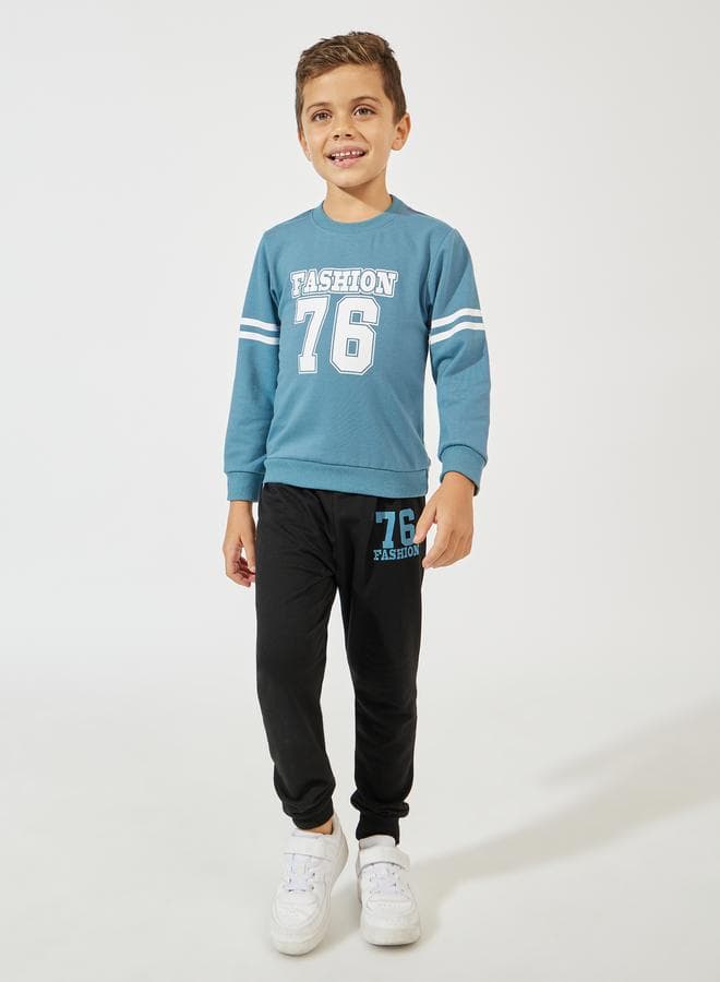Varsity Print Lightweight Sweatshirt & Joggers Set