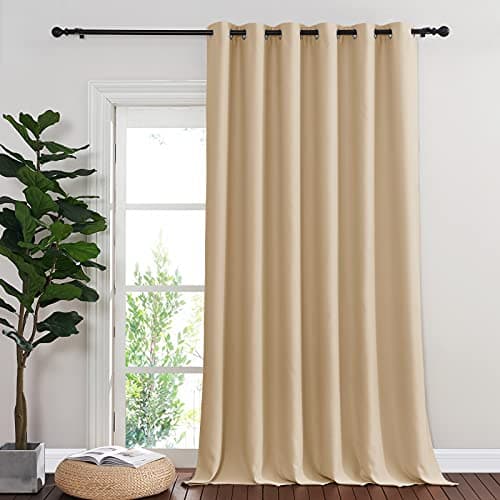 NICETOWN Sliding Door Curtain Window Treatment Blackout Patio Door Curtain Panels Privacy Thermal Insulated Drapes for FrenchPatio Door 1 PC Biscotti Beige W80 x L95
