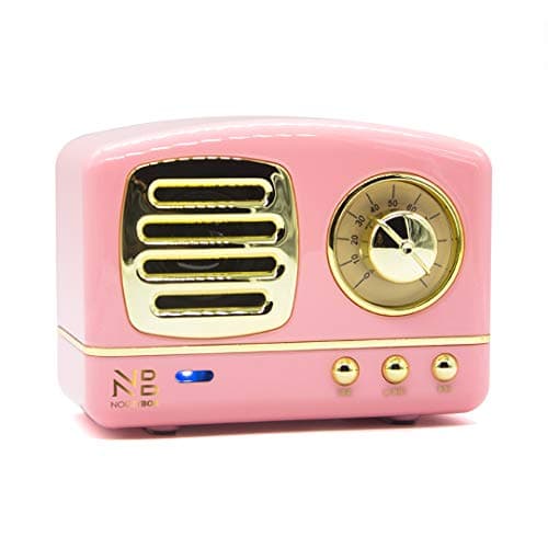 NB NOIZZYBOX XS Prime Retro Wireless Vintage Portable Travel Bluetooth Bookshelf Speaker with USB, TF Card, AUX in and Built in Mic (Pretty Pink)