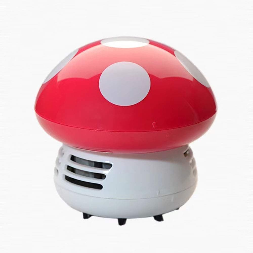 Aliotech Mini Cute Table Dust Vacuum Cleaner Mushroom Shaped Portable Corner Desk Vacuum Cleaner Mini Cute Vacuum Cleaner Dust SweeperRed