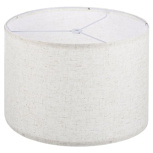 PATIKIL Drum Lamp Shades, 13"x13"x9" Linen Round Lamp Shade for Table Lamps Easy Assembly Lampshade for Table Lamps Floor Lamps Bedside, Beige
