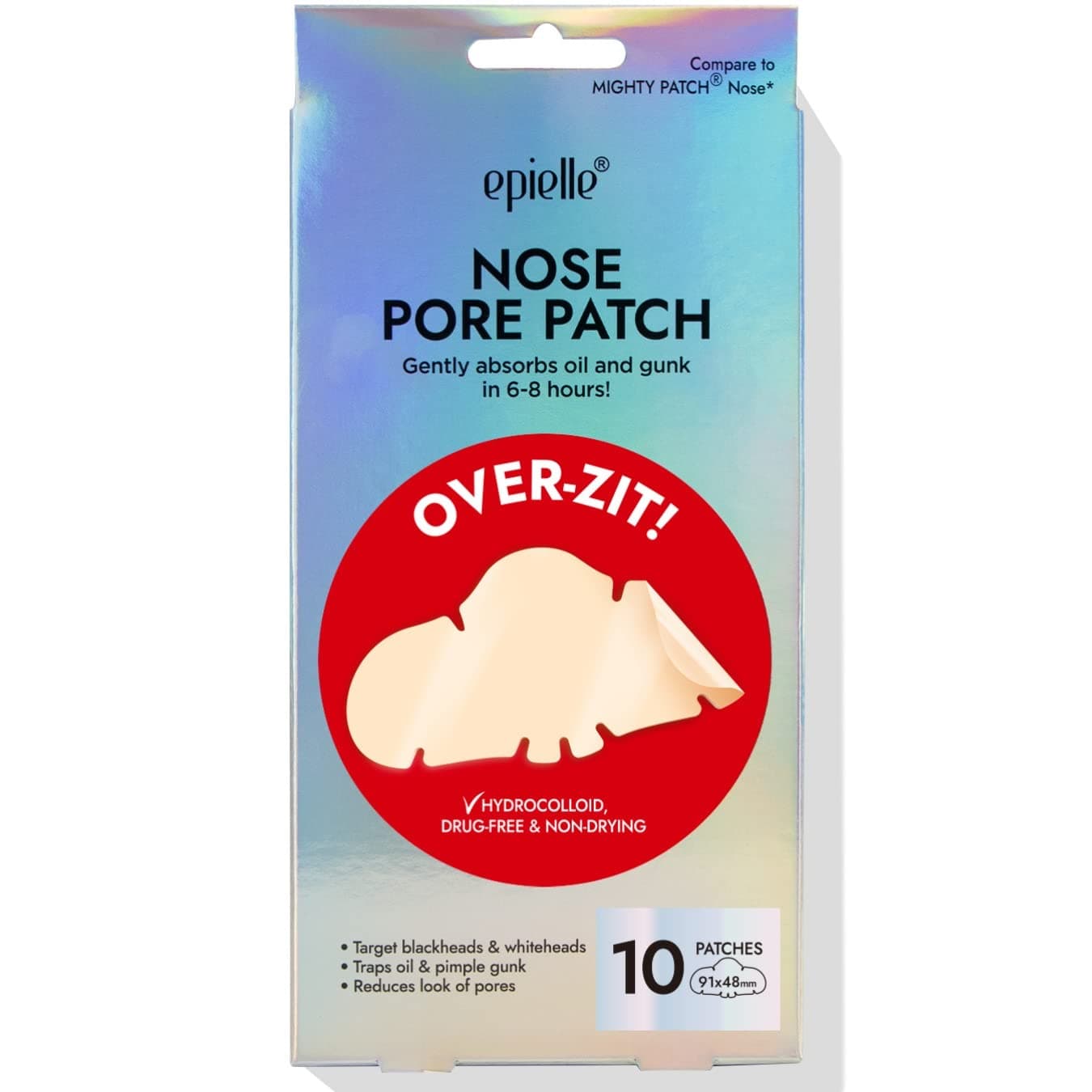 Epielle OverZit Nose Patches Ultimate Hydrocolloid Solution for Clear Skin 10 Acne Pimple and Blemish Patches for Nose