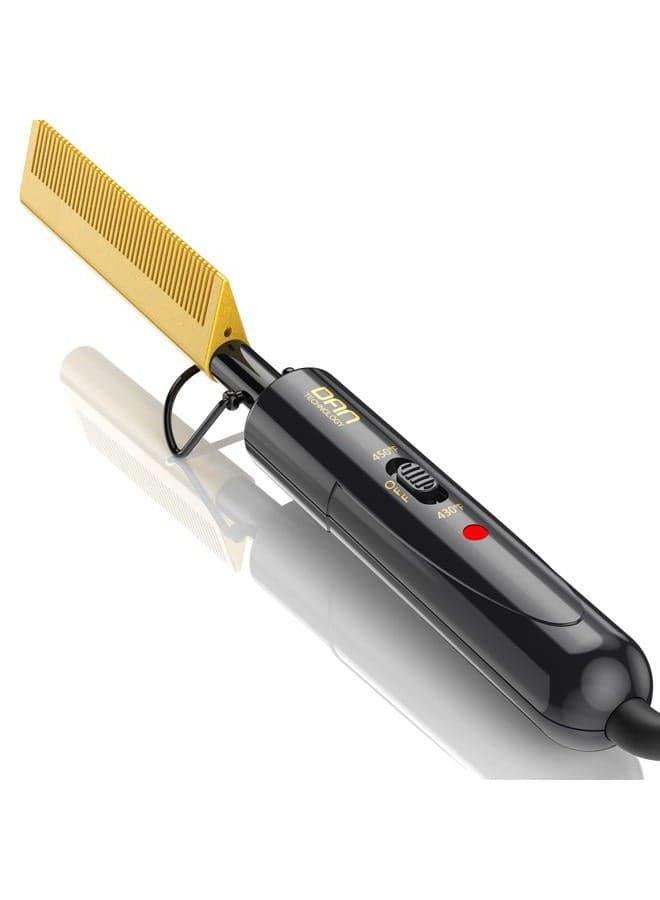 hot Comb Electric for Wigs,450℉Small hot Comb for Edges,Low and high Temperatures, Hair straightening Comb for Black Hair,Portable & Dual Voltage for Travel & Home…
