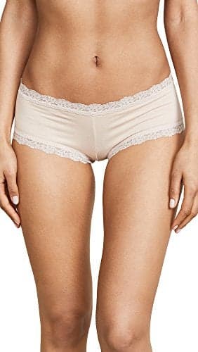 hanky panky Women's Organic Cotton Boyshort w/Lace Chai Boy Shorts XS