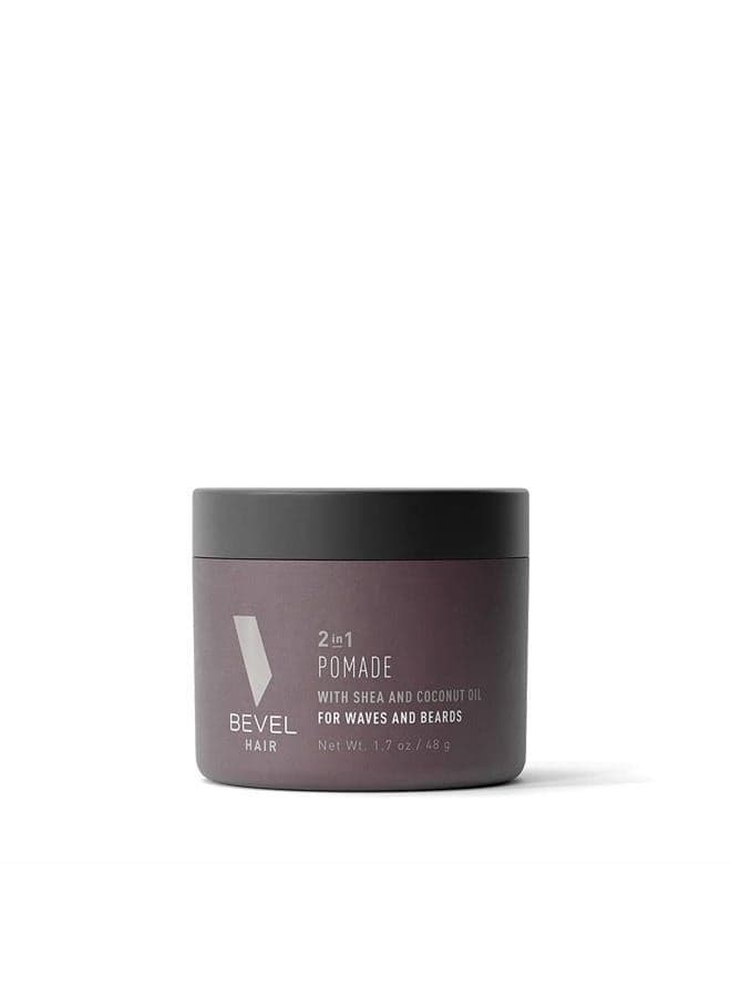 Beard Balm & Hair Pomade by Bevel with Coconut Oil and Shea Butter, Beard Care for Men, 1.7 oz (Packaging May Vary)