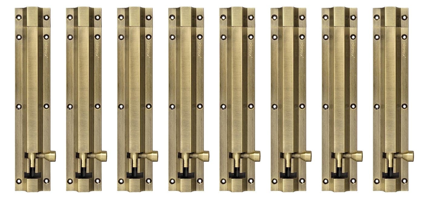 Plantex Stainless Steel 8 inch Tower Bolt/Tower Bolt for Home,Offices Doors and Windows/Tower Bolt for Main Door/Door Latch/Kundi/Chitakini/Door Latch for Windows (Brass Antique, Pack of 8)