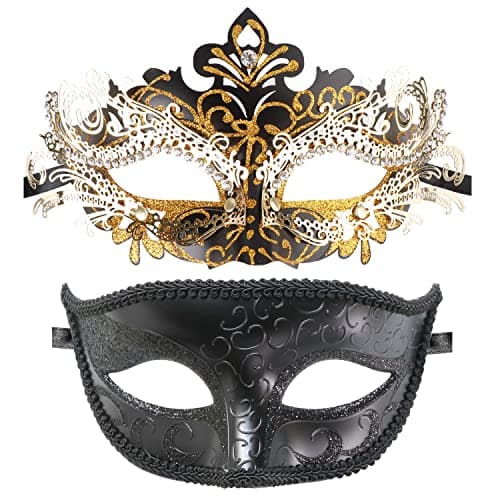 Coddsmz Couple Masquerade Mask Set Venetian Party Mardi Gras Halloween Costume Fancy Dress Mask for Women Men