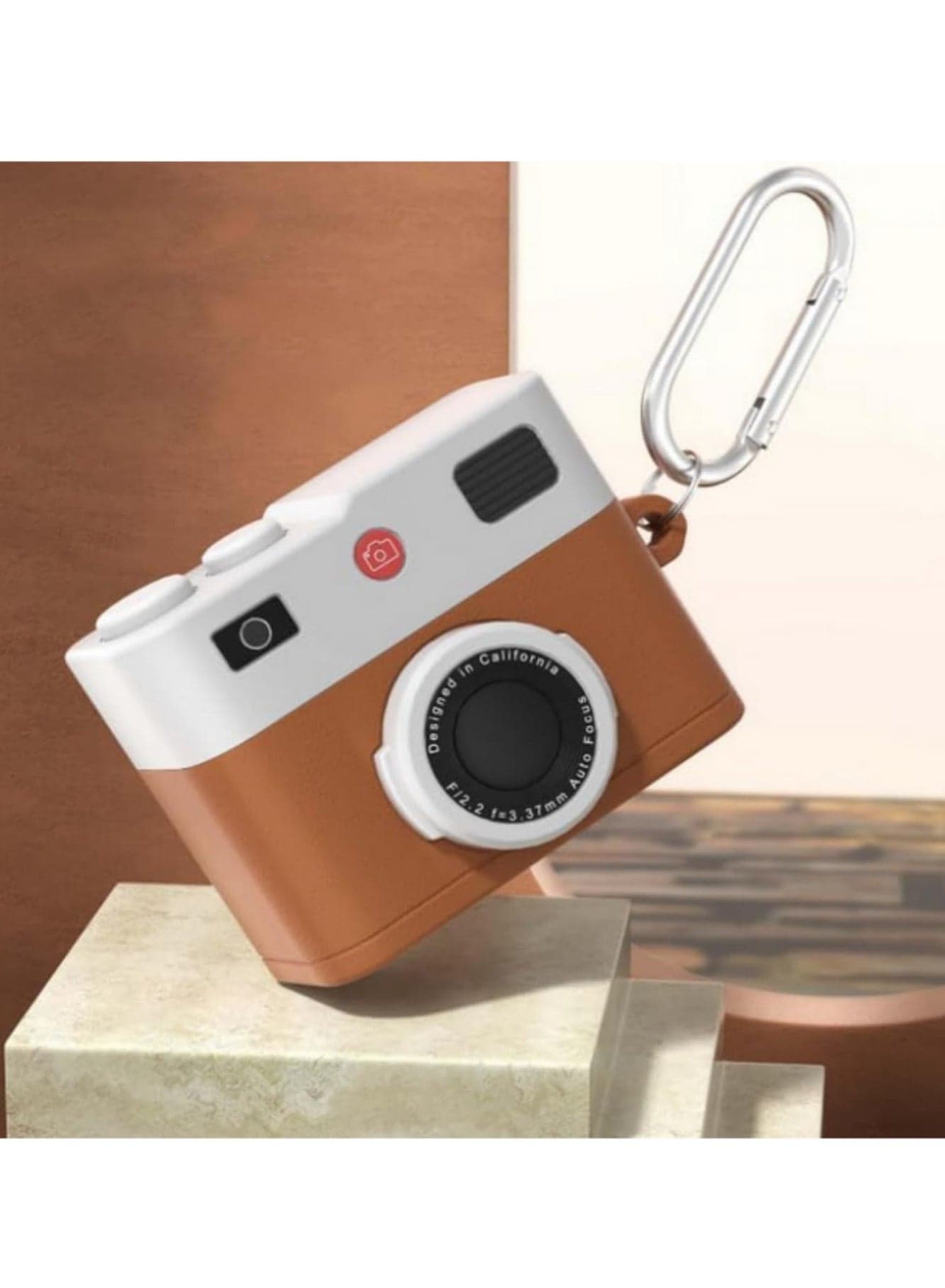 1PCS New Retro Camera Design Soft Silicone Case for Apple AirPods 4 Protective Earphone Cover for AirPods 4th Generation Shockproof Stylish Brown