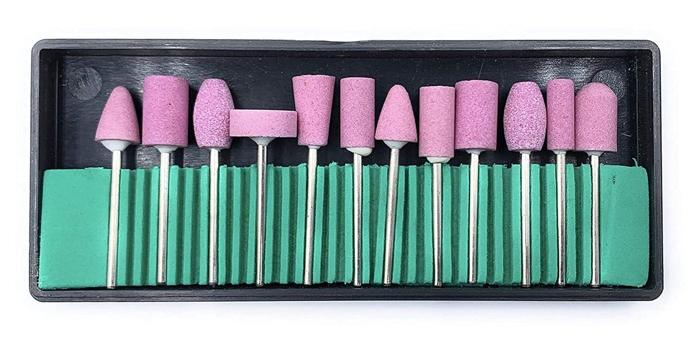 Fozti Abrasive Mounted Stone Bur 23mm Set of 12 for Grinding Polishing Carving Sanding in Metal Wax Plastic Ceramic Clay etc for Dental Jewellery Making Model Making Hobby Crafts DIY