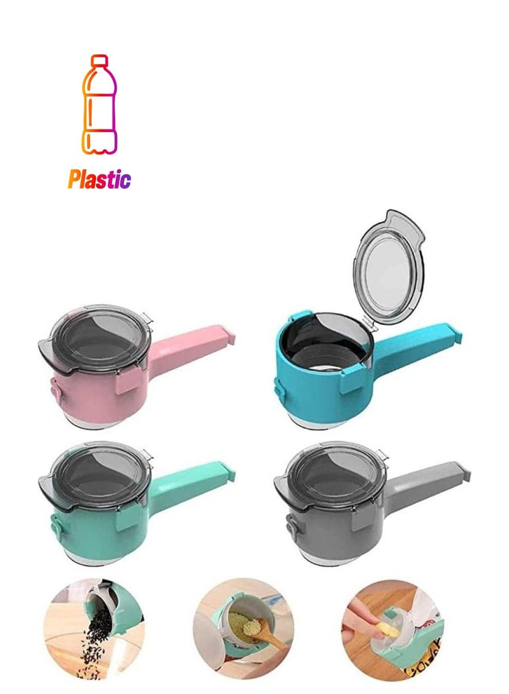 4-Piece Food Sealing Clip Set Multicolour 1.9inch