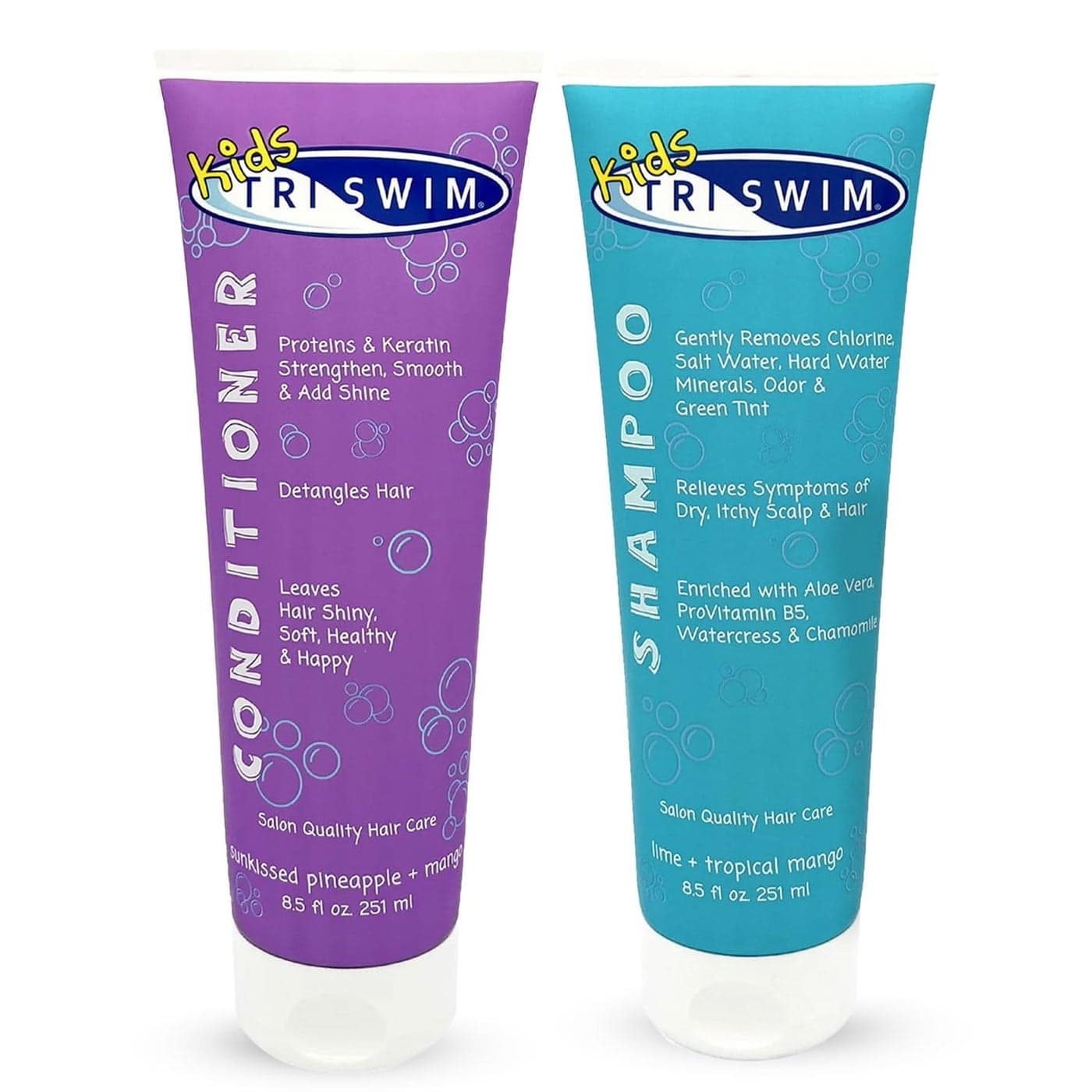 TRISWIM Kids Shampoo Conditioner Set 85oz Each Removes Chlorine Salt Water Hard Water Hydrates Detangles Restores Helps Build Strong and Healthy Hair For Everyday Use