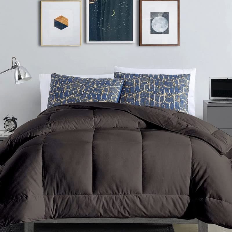 MammaYo Razzai Down Alternative Soft Quilted 300 GSM All Weather Comforter (90" x 100" Inches/228cm x 254cm) - Double Bed Comforters|Dark Grey| TC - 400