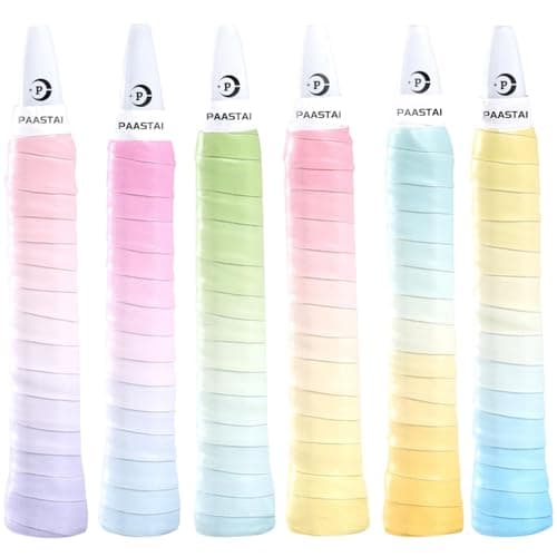 6 Pack Tacky Tennis Racket Grip Tape,Non-Slip Absorbent Tennis Grips Tape,Gradient Color Tennis Racket Grip Tape for Tennis,Pickleball,Badminton,Golf,Baseball Bat (Colorful)