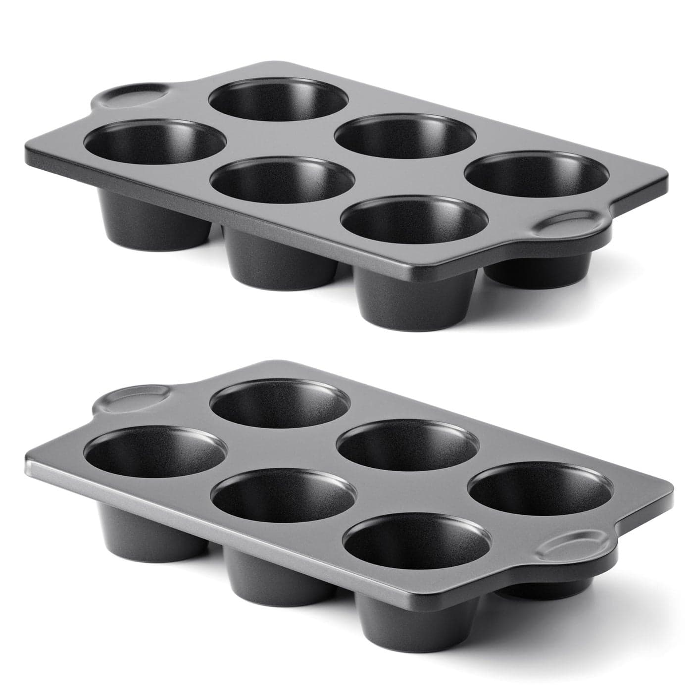 HONGBAKE Nonstick Jumbo Muffin Pan 2 Pack Large Cupcake Tin for Baking Cup Cake Tray 35dia 6 Cup Premium Extra Thick Dishwasher Safe